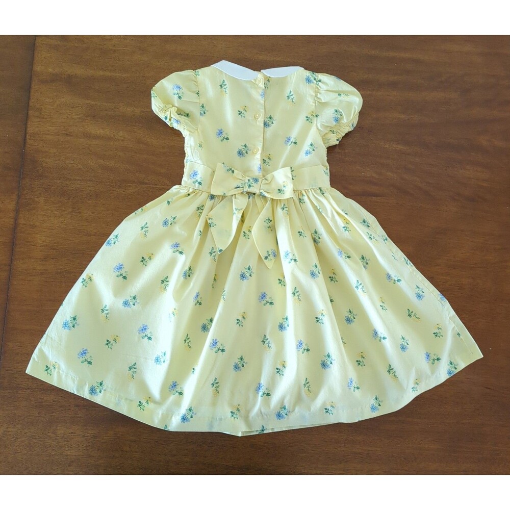 Janie and Jack The Charlotte Double Cream Floral Smocked Dress size 5 EUC - Picture 6 of 9